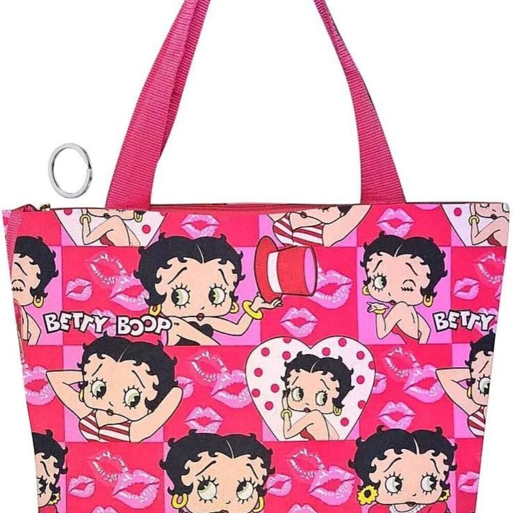 Polyester Shopping Tote Bag with Coin Purse Large Pink Canvas Reusable
